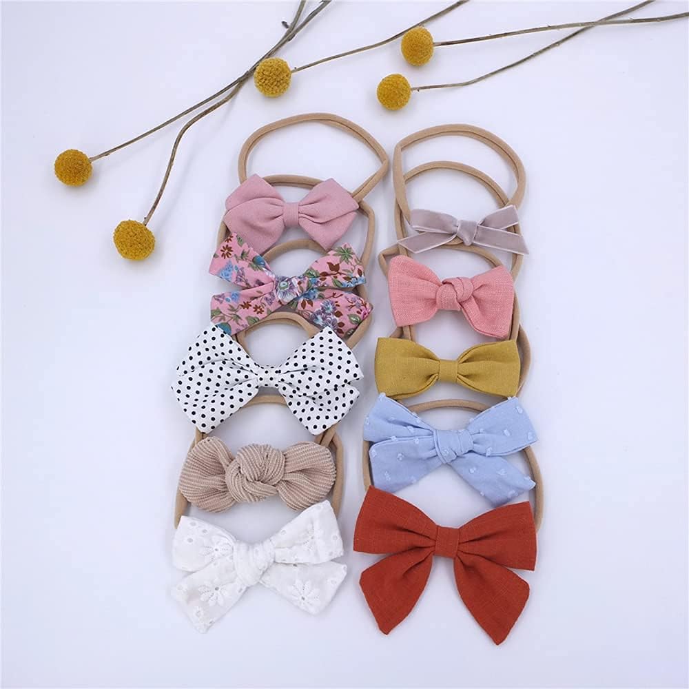 Baby Headband with Bows for Newborn Toddler,Hair Bow Elastic Nylon Headbands Hairbands for Baby Girls Infant Hair