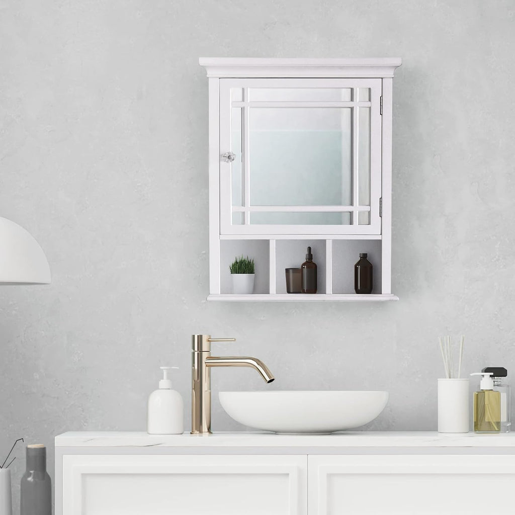 Neal Wooden Over The Toilet Bathroom Removable Wall Medicine Cabinet with 1 Adjustable Shelf 5 Storage Spaces 1
