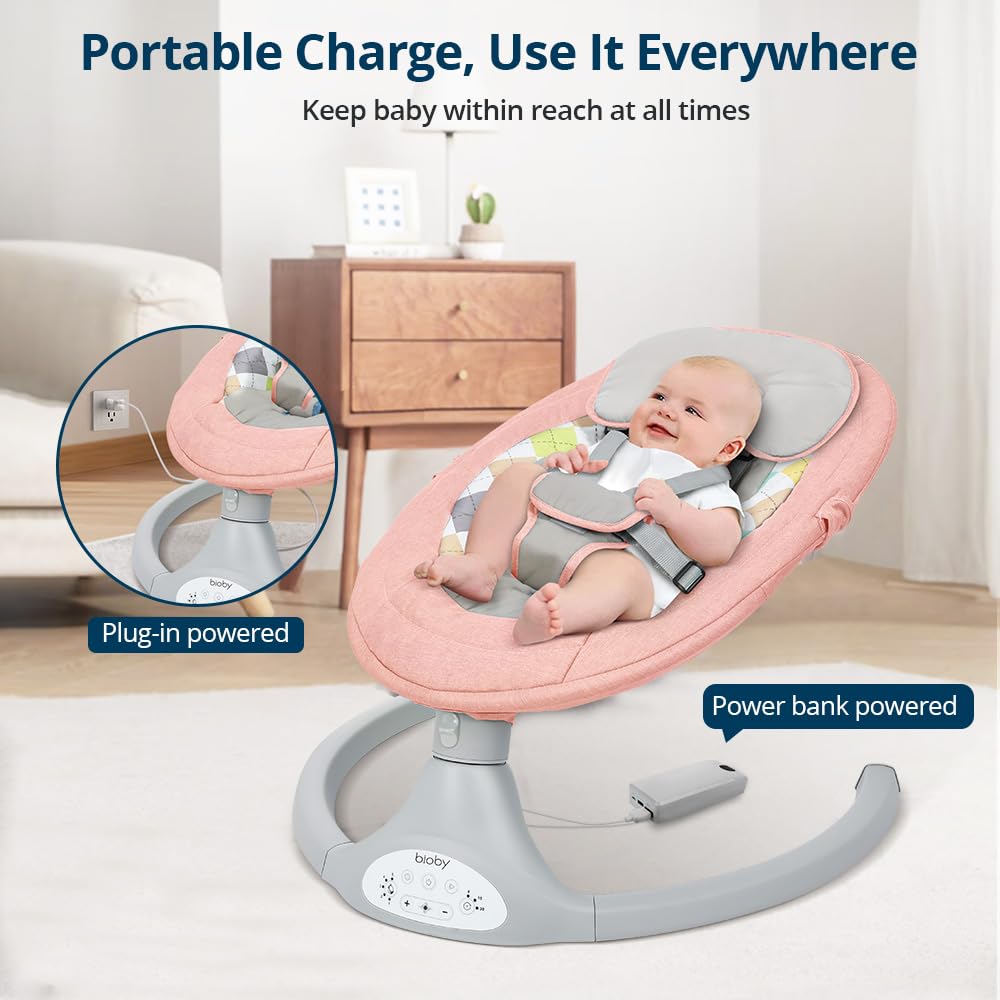 Baby Swing for Infants with 5 Natural Sway Speeds,Pink