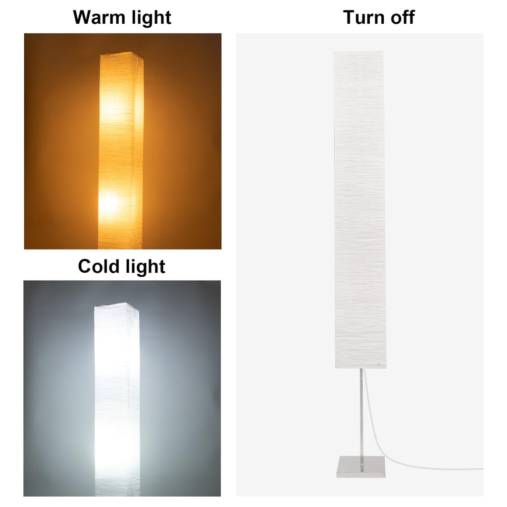 Japanese Floor Lamp with Rice Paper Shade - Corner Lamp - Beige (Square)