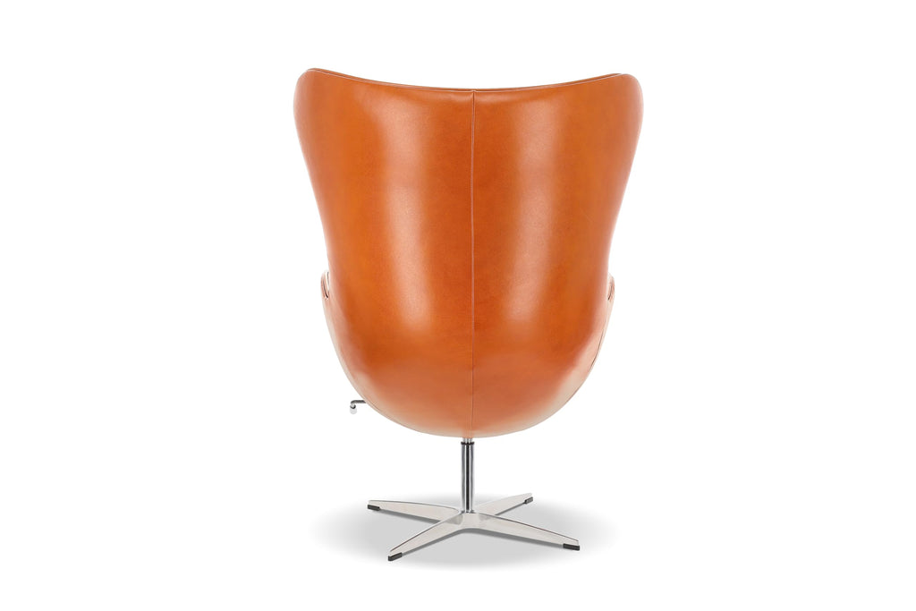 Finola Swivel Armchair 35.4", Italian Nappa 11000 Top Grain Leather, 360° Swivel, Mid-Century Modern Accent Chair