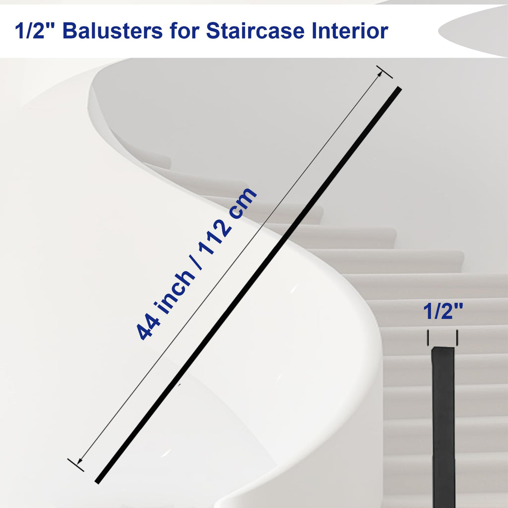 30Pcs Iron Balusters 44''x1/2" Square Hollow Metal Stair Spindles