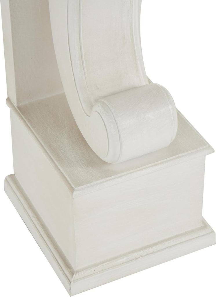 Wooden Scroll Fireplace Mantle Freestanding with Floral Accents, 45" 10" 42", White