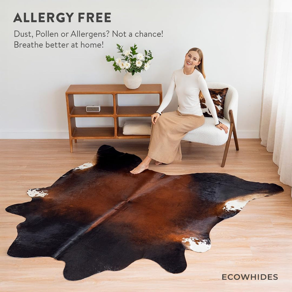 100% Genuine Brazilian Cowhide Rug - Mahogany - Luxury Cowskin Leather Area Rug Décor 7 x 6 feet