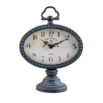 Vintage Table Clock with Beads, Shelf Desk Top Clock Battery Operated Rustic Design, Chic Home Decor for Fireplace