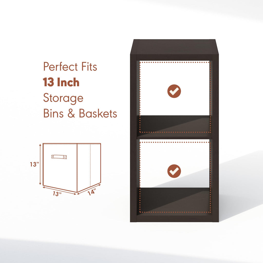 Cubicle Record Player Stand, 2-Cube Record Storage, Dark Oak