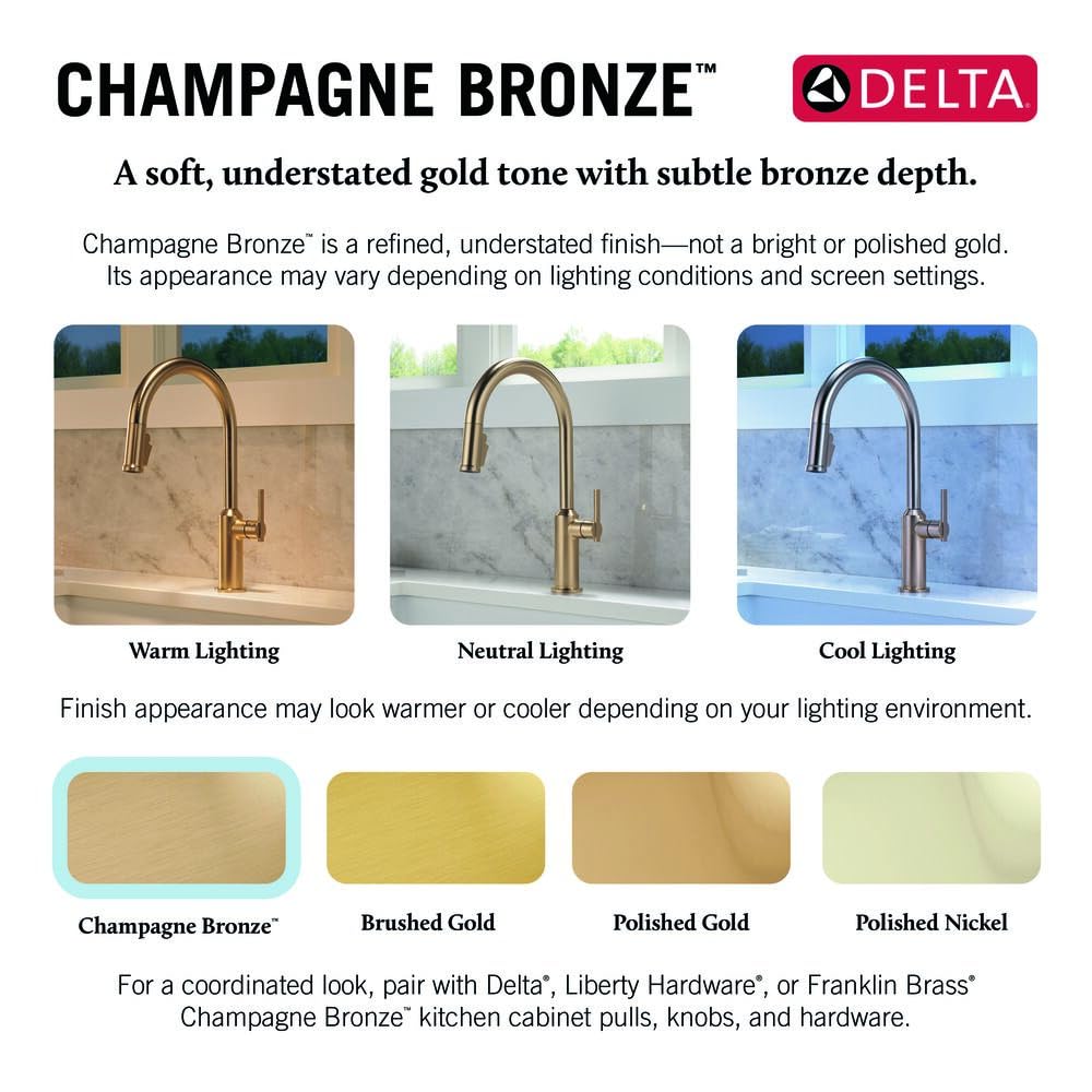 Nicoli Brushed Gold Kitchen Faucet with Pull Down Sprayer, Modern Single Hole Kitchen Sink Faucet, Single Handle