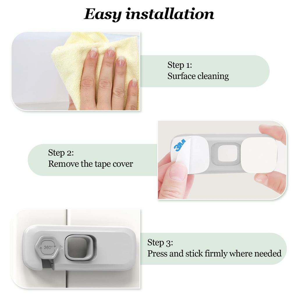5Pcs Kids Security Refrigerator Locks.Protective Self Adhesive Latches.Pinch Proof Lock for Toddlers and
