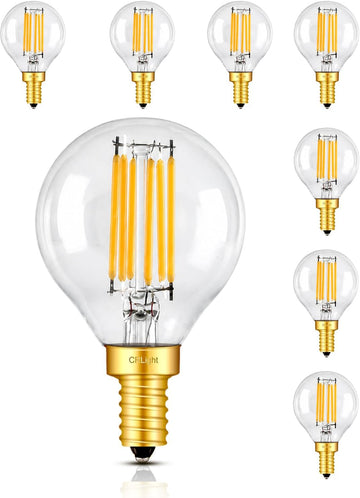 G16.5 Dimmable LED Globe Bulb 8W=80W, 2700K E12 8 Pack for Vanity