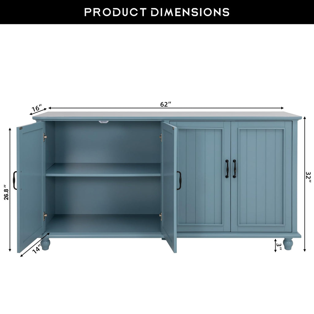 62'' Large Buffet Cabinet with Storage, Blue