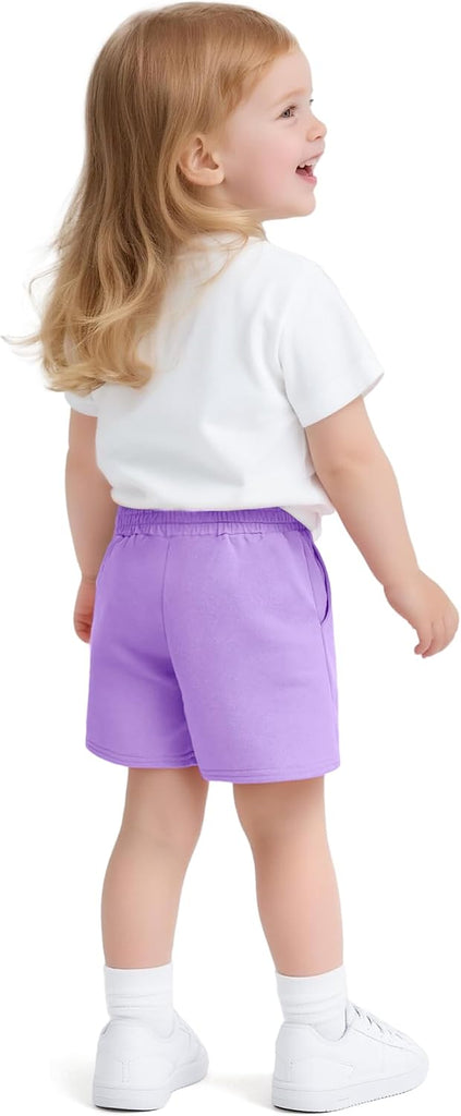 3 Pack Toddler Girls Shorts Cotton Kids Casual Pants with Pockets