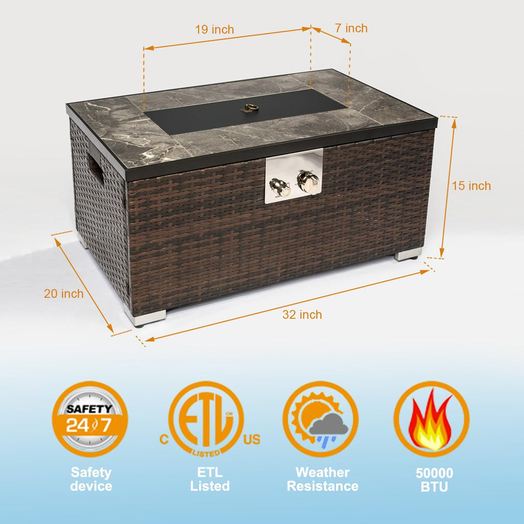 Compacting Pit 32'' Fire Pit Table with Natural Gas | Casa Home Living