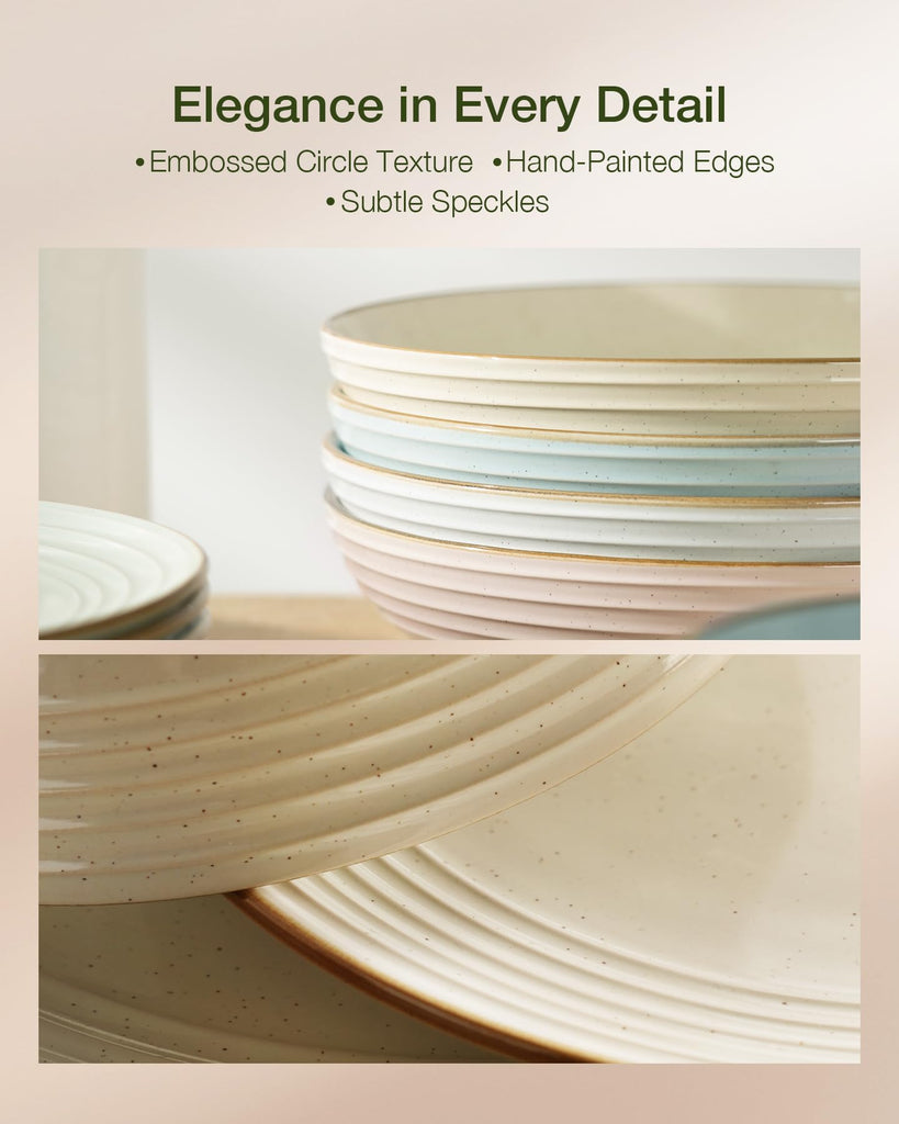 Jupiter Dinnerware Sets, Stoneware Dishes for 8, Plates and Bowls