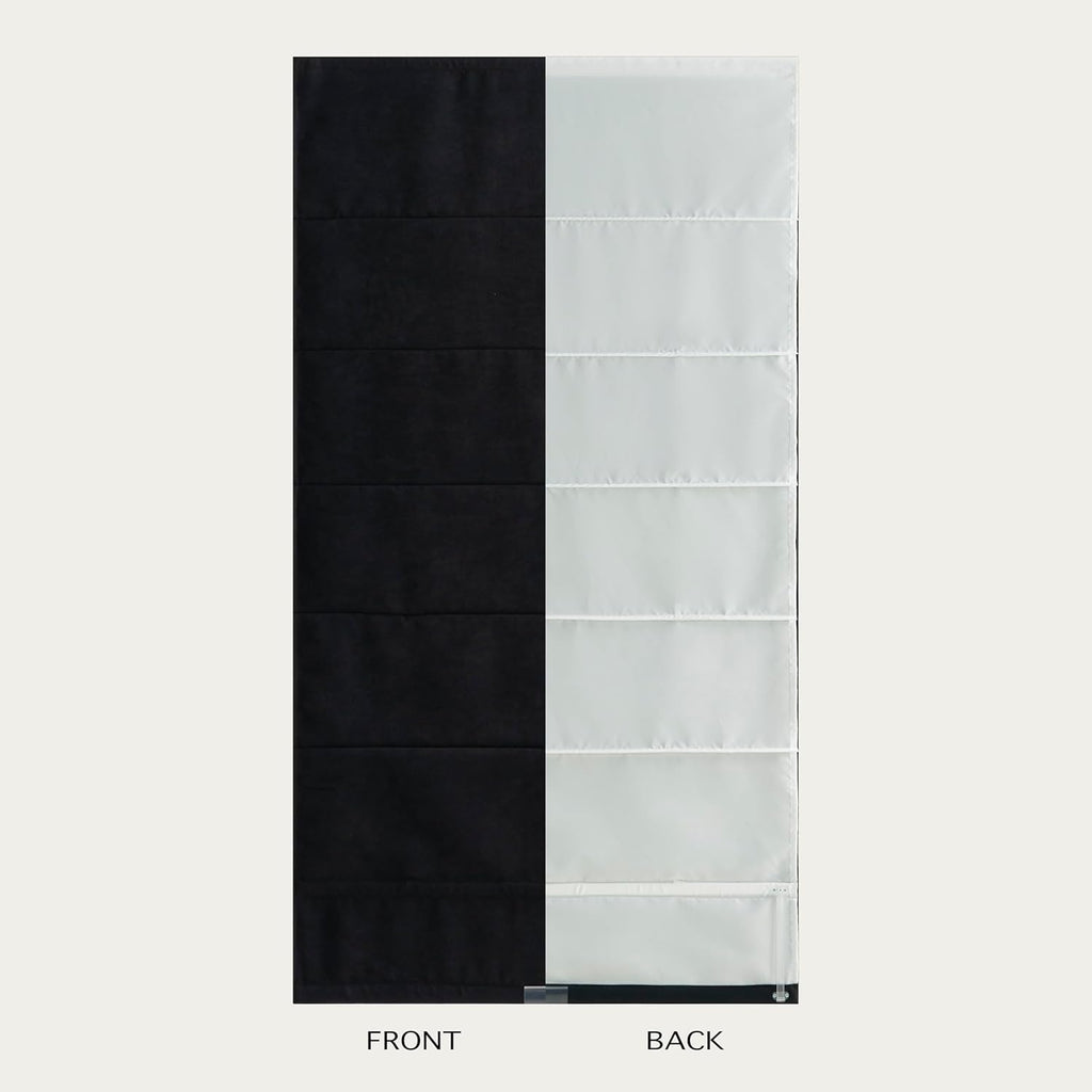 Blackout Roman Shades Cordless for Windows,34x64 Inch Mottled Black | White Backing, Pull Down Blinds, Heavy 430GSM