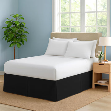 Premium King Size Bed Skirt by - 100% Cotton Blend, 11" Drop Length, Split Corner, Tailored Fit, Elegant Pleated