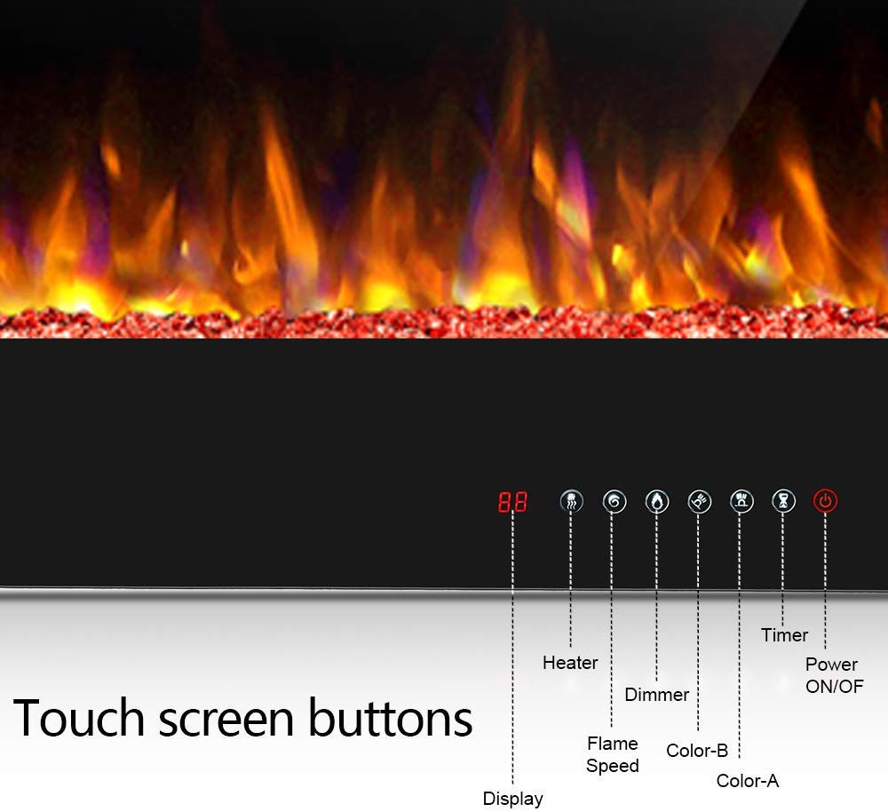 60 Inch Electric Fireplace in-Wall Recessed and Wall Mounted, Fireplace Heater and Linear Fireplace with Multicolor