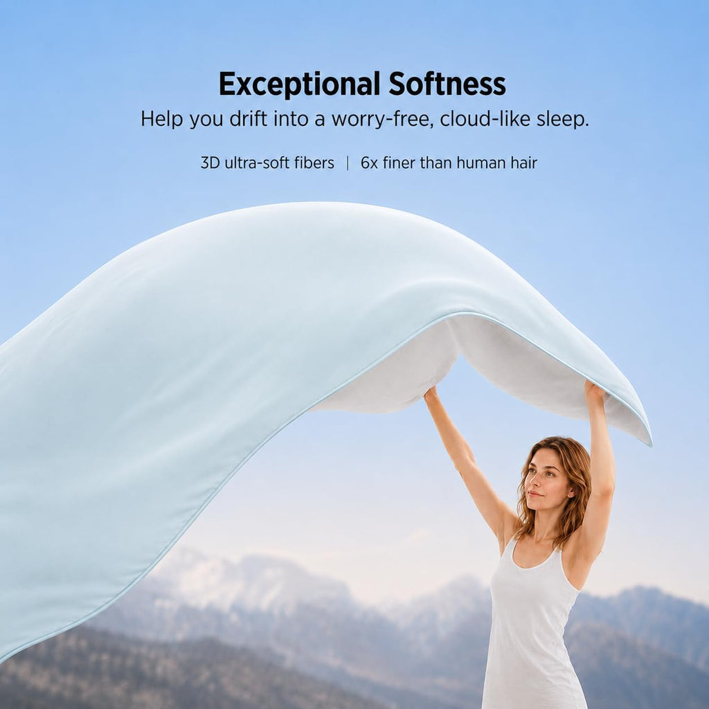 Double-Sided Cooling Comforter Queen Size, Ice Silk Summer Blanket, Smooth No-Stripes, No-Seam, Edge-Free Design