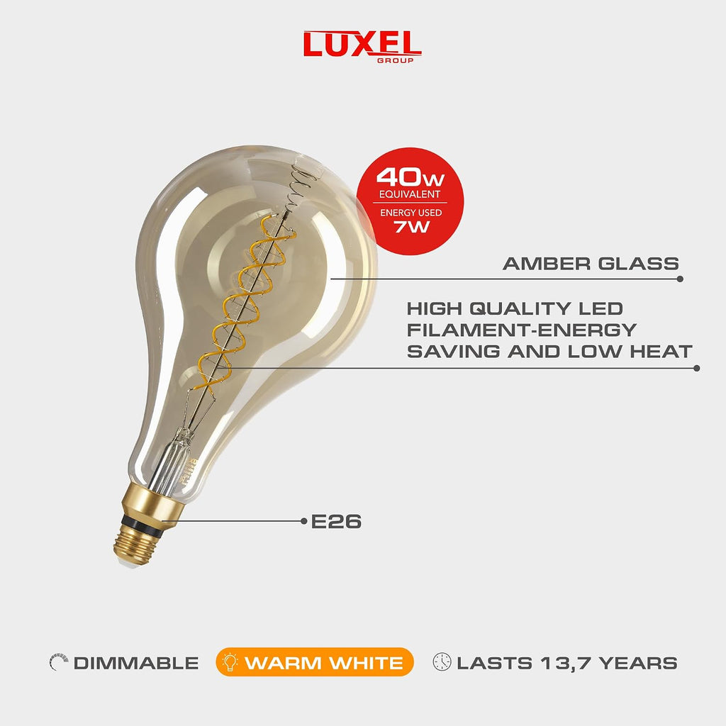 Oversized Edison LED Light Huge Bulb Vintage PS52(PS160) 7W Equivalent 40W