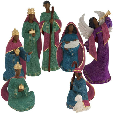 Positive Image Gifts Colorful African American 7 Piece Christmas Nativity Set Decoration 12 Inch Tall