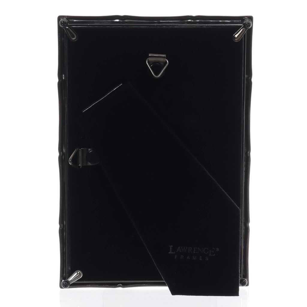4x6 Black Polished Metal Picture Frame with Bamboo Design