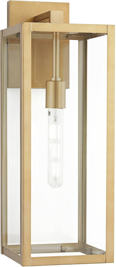 Titan 20 1/4" Soft Gold Clear Glass Modern Outdoor Wall Lantern