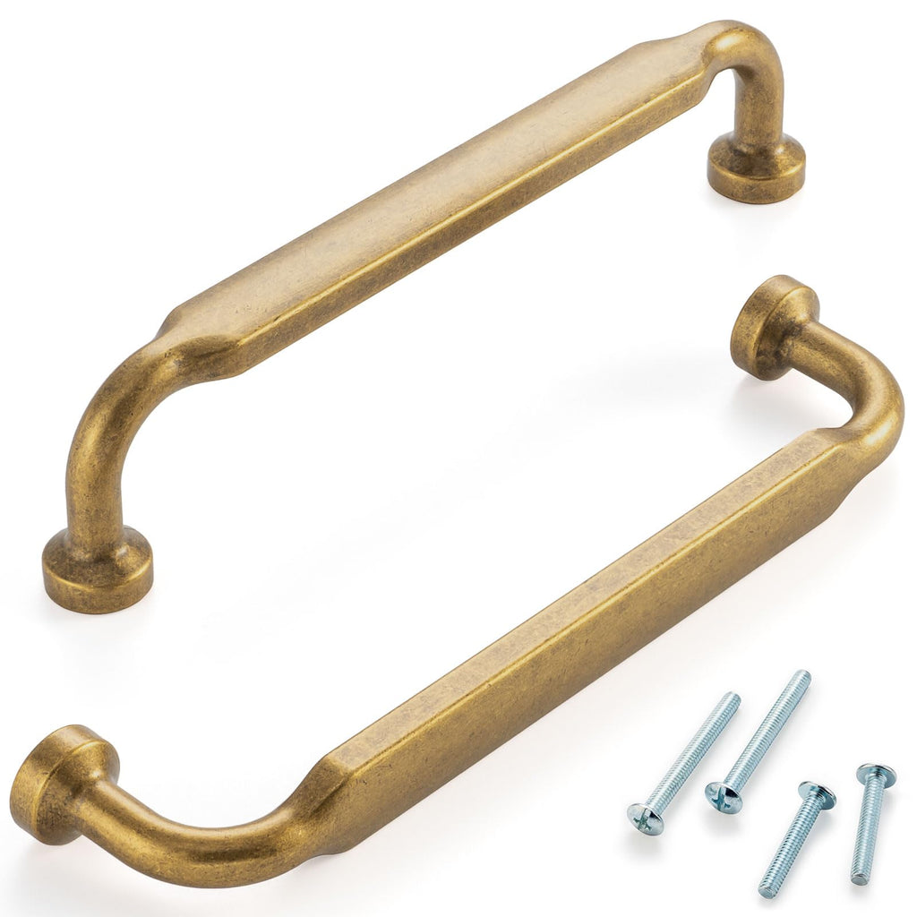 5 Inch Antique Brass Cabinet Pulls 10 Pack, Footed Handles P2302