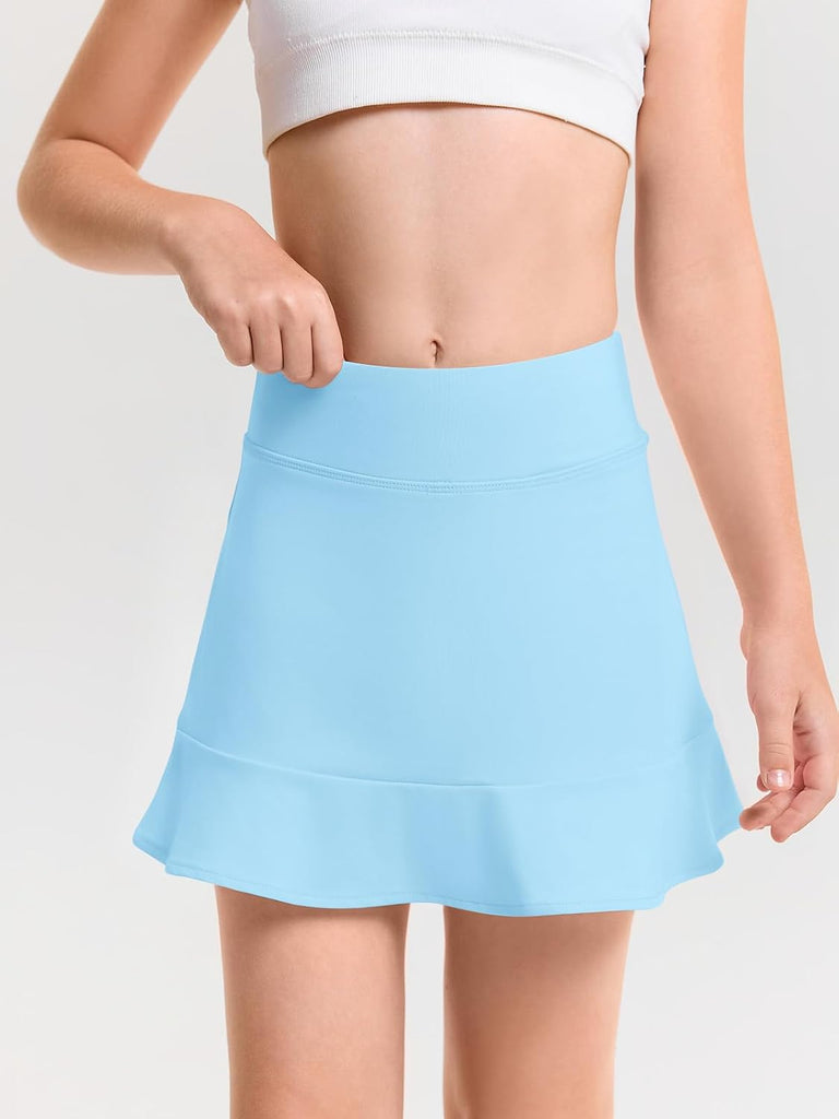 Girls A-line Tennis Skirts with Shorts Athletic Skorts