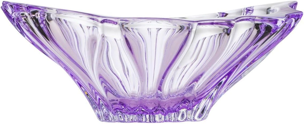 Bohemian Crystal AU52147, 13-Inch Amethyst Plantica Crystal Fruit Bowl, Decorative Centerpiece Wedding Gift Platter
