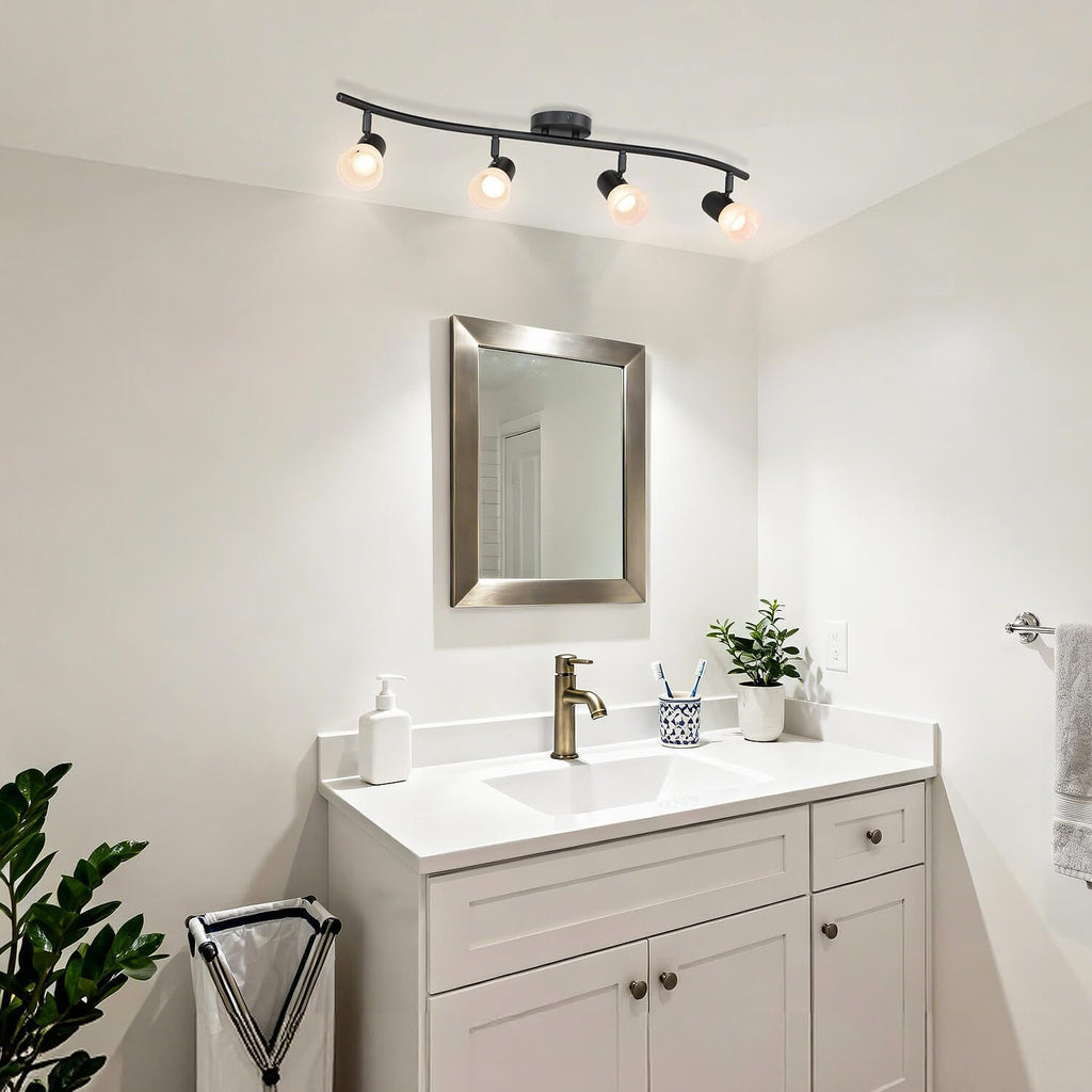 Black Track Lighting Kit with Glass, 4 Light
