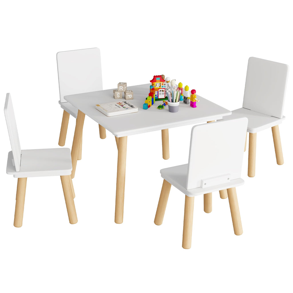 Kids Table and Chairs Set, 5 Pieces Toddler Table and Chair Set, Kids' Table & 4 Chair Sets, Kid Play Table for