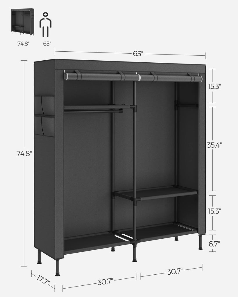 Clothes Rack, Heavy-Duty Wardrobe Closet Organizer