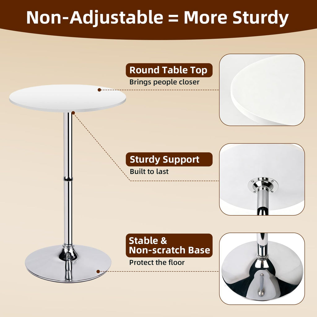 MDF Round Top Not Adjustable (41 INCHES Height) Bar Table, White
