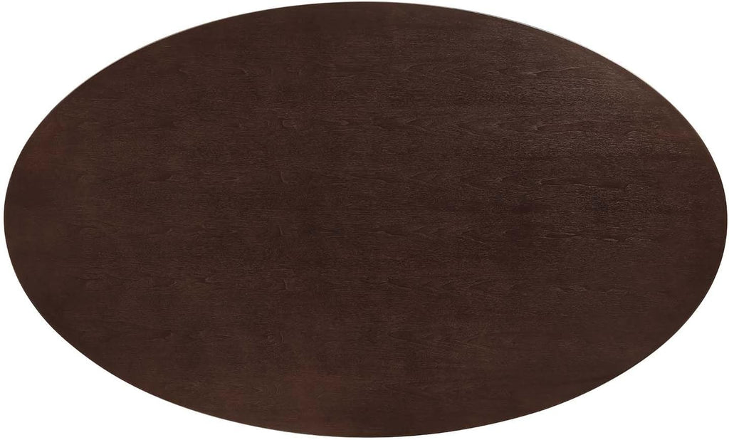 Inspired Tulip Style Oval Pedestal Dining Table — White Cherry Walnut, 78″ Oval