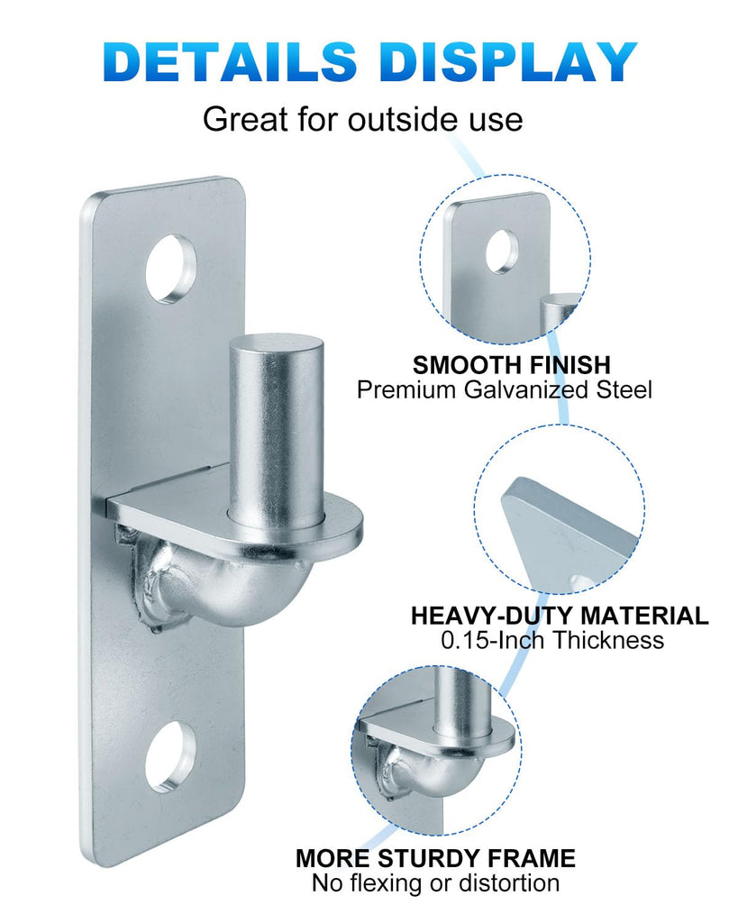 4 Pack Wall Mount Gate Hinges with 5/8" Pin Included Screws