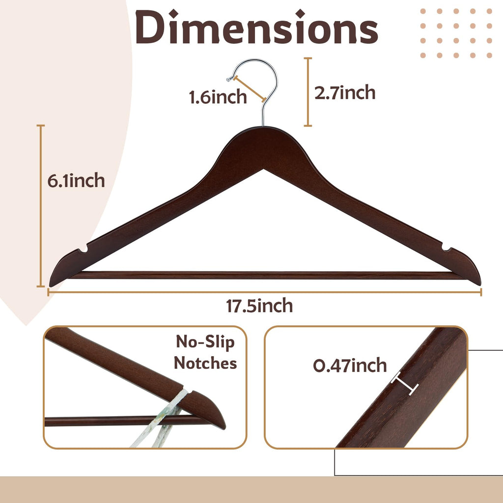 Wooden Hangers, 20 Pack Coat Hangers with Extra Smooth Finish