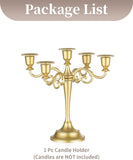 Gold Candelabra Table Centerpiece: 10 Inches Candelabra Candle Holder for Taper Candlesticks - 5 Arms Metal