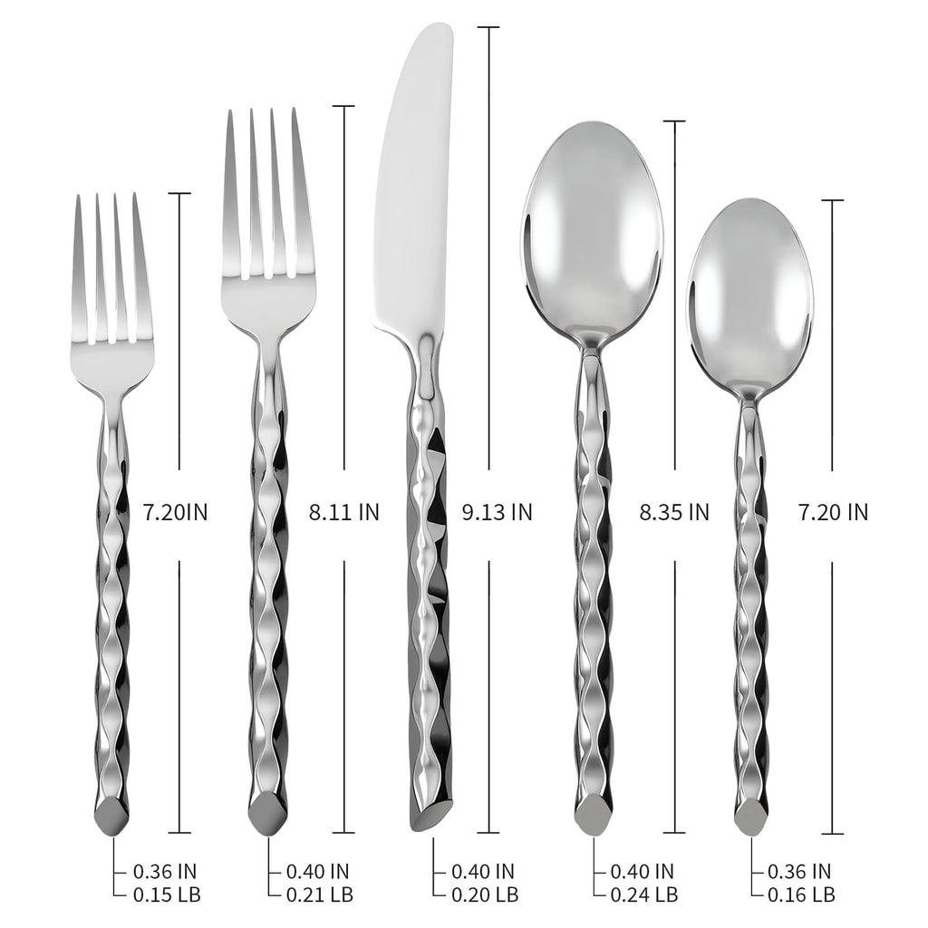 Silverware Set Twisted Wave Pattern Handle 40 Pieces Service for 8