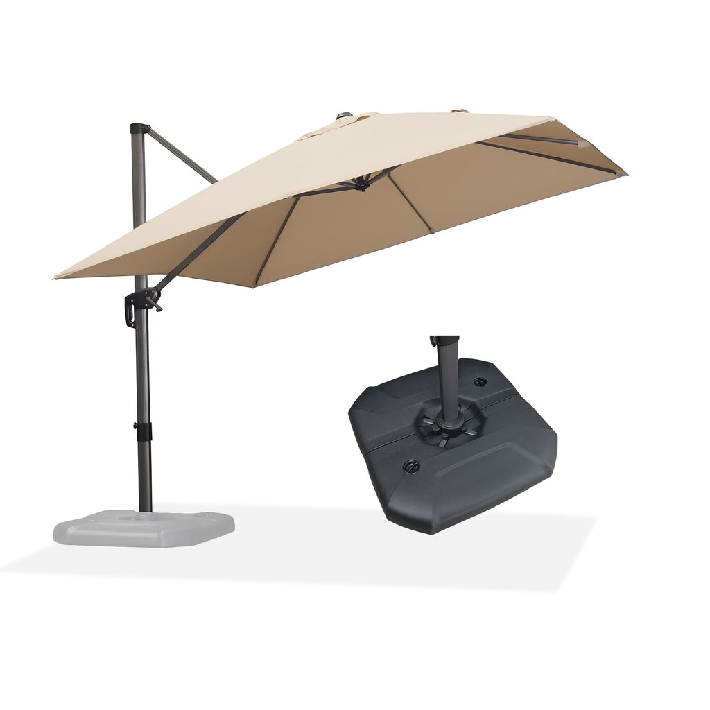 Patio Umbrella with Base Outdoor 10' x 10' 360° Rotation Beige