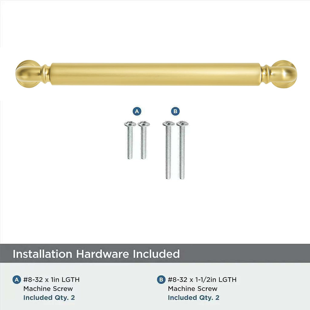 2-Pack Vibrant Brushed Brass Cabinet Pulls Modern Heavy-Duty Solid 3 Inch(76mm) Hole Center Drawer Pulls Cabinet