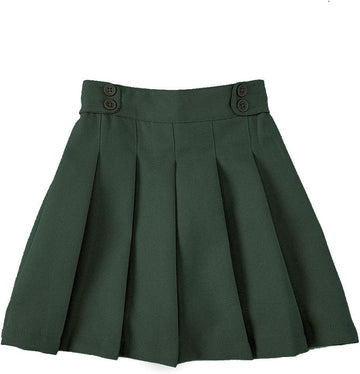 Girls School Uniform Pleated Skirt Scooter,Elastic Back with Built-in Shorts Navy Khaki Black Hunter Green