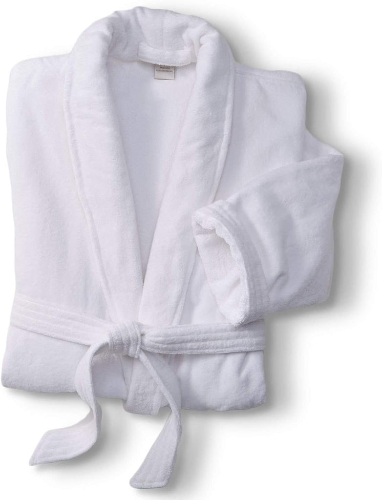 Terry Velour Bathrobe - Luxury 100% Cotton Hotel Spa Robe - Plush, Absorbent, Machine Washable - Shawl Collar, One