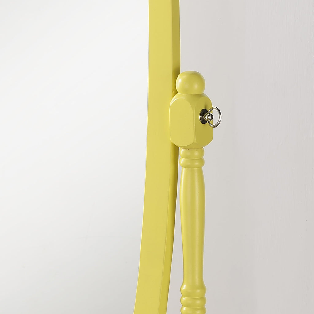 Traditional Queen Anna Style Wood Floor Cheval Mirror, Yellow