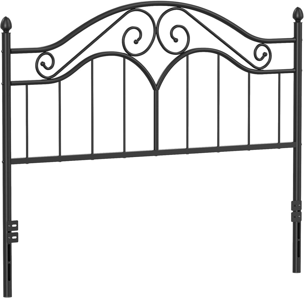 Queen Metal Headboard Only, Vintage Scroll Design, Adjustable Height