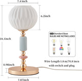 Modern Milk White Glass Table Lamp Bedside Nightstand Lamp Metal Desk Light with Plug Cord Switch Living Room Dining