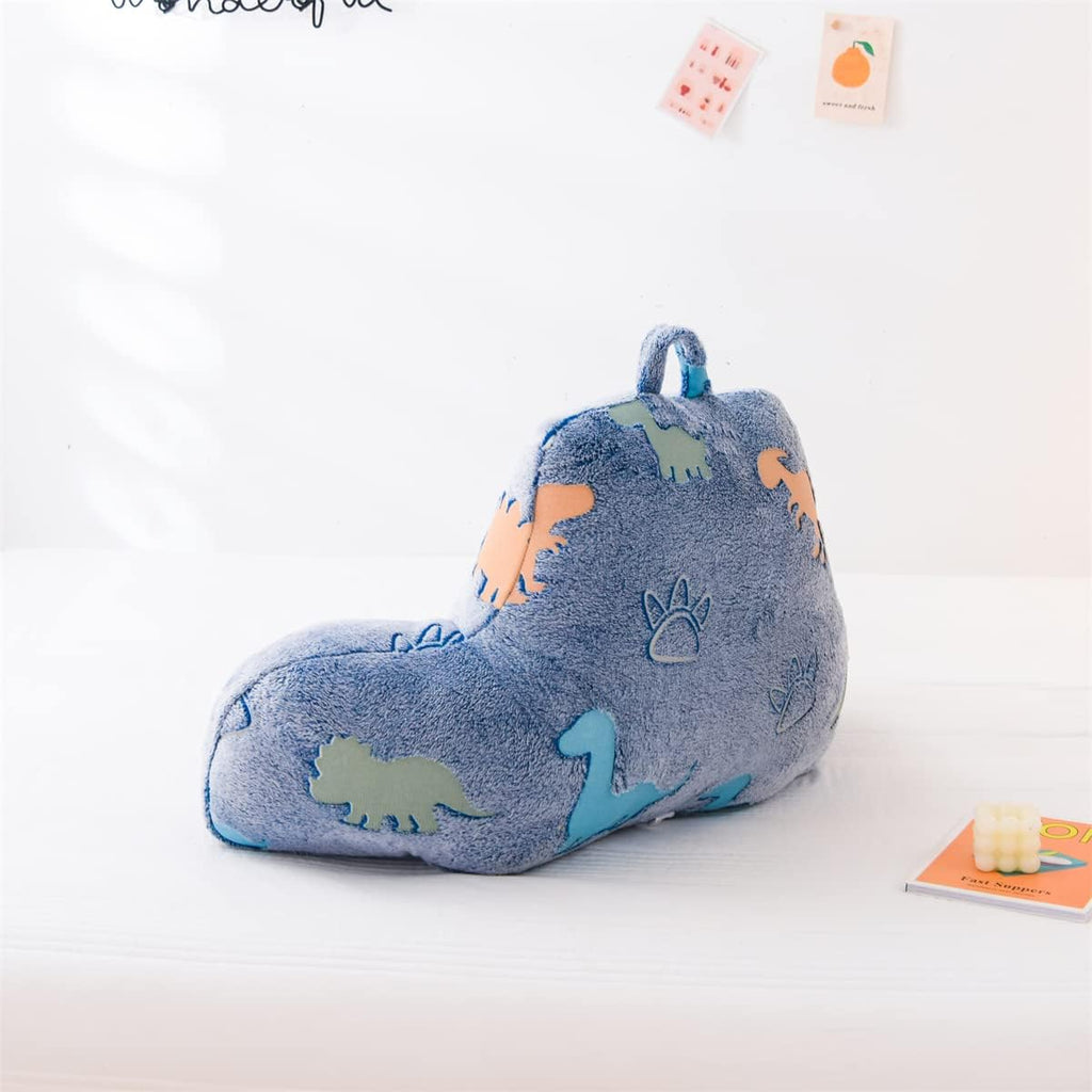 Kids Teens Glow in The Dark Dino Reading Pillow for Sitting up in Bed Sofa