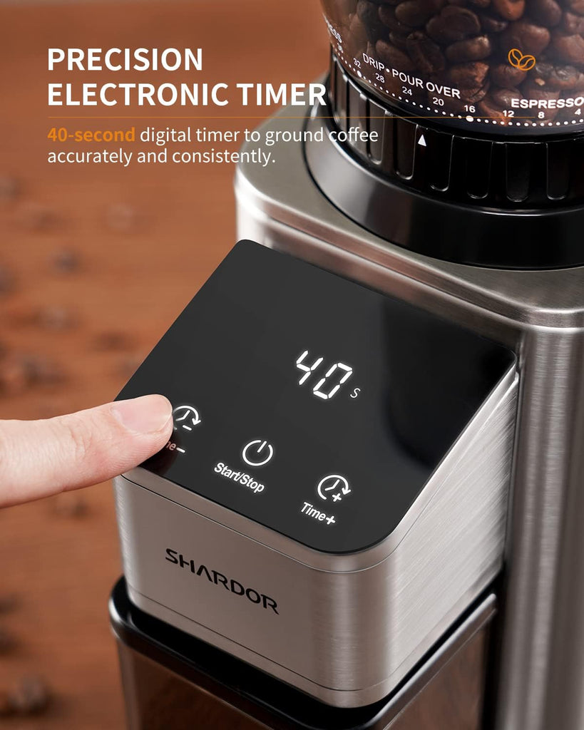 Professional Conical Burr Coffee Grinder, Coffee Bean Grinder with 48 Grind Settings for Espresso, Drip & French