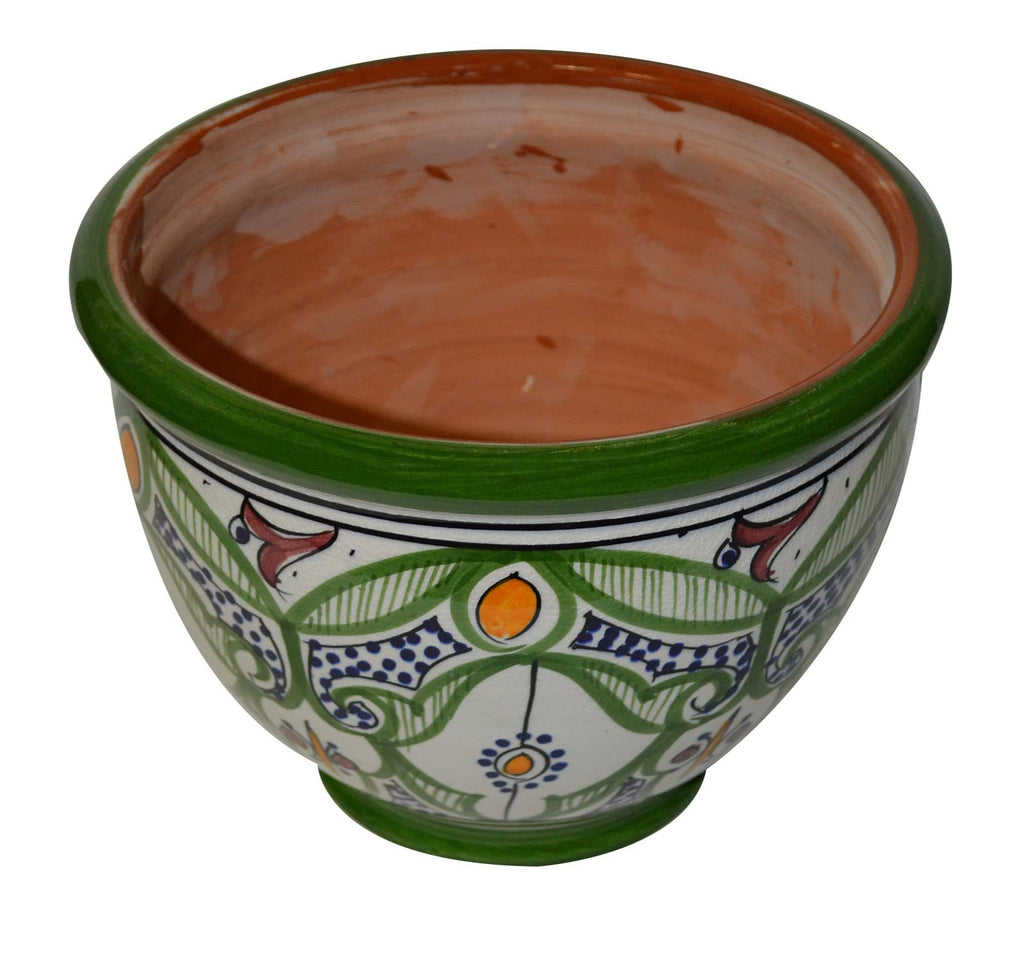 Flower Pot Moroccan Spanish Garden Drain Hole Ceramic Planter Handmade Multicolored