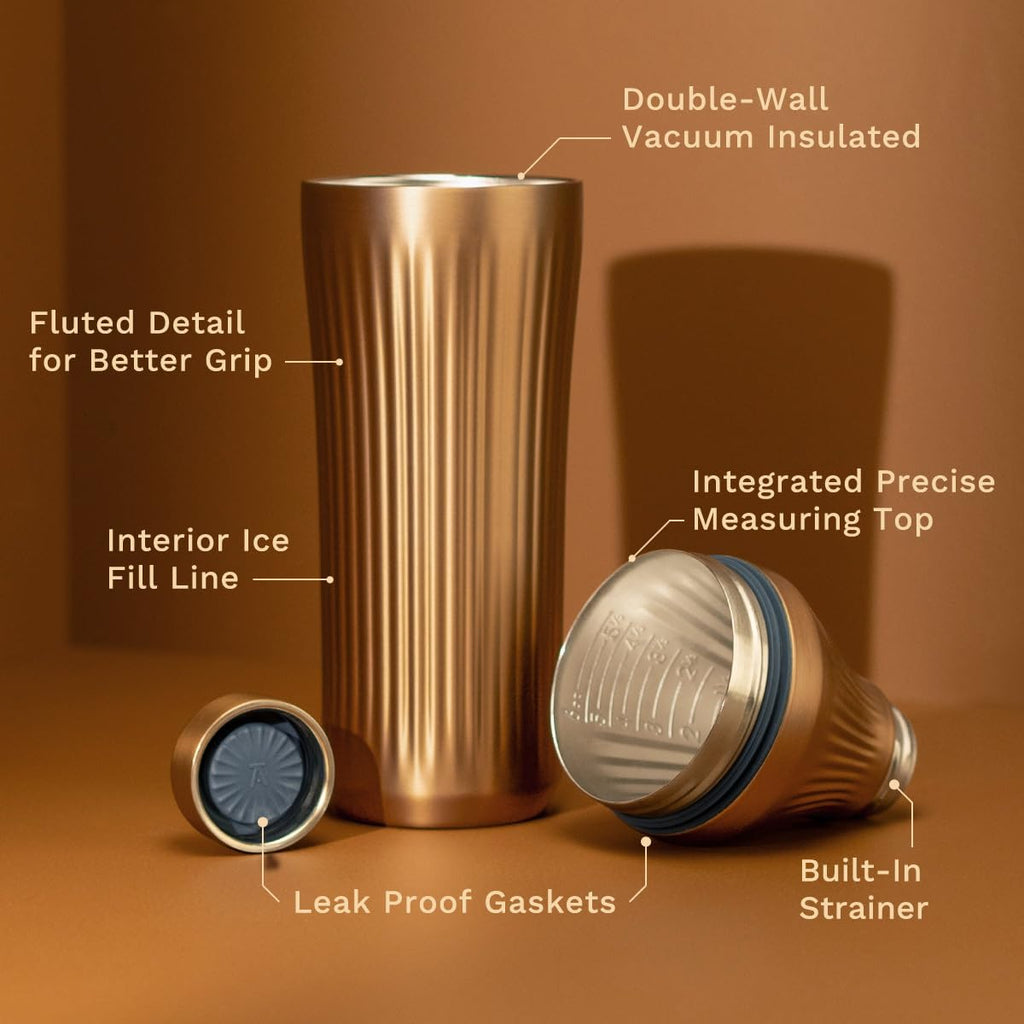 Diamond Edition Hybrid Cocktail Shaker Set, Brushed Copper, 28 oz - Set of 28