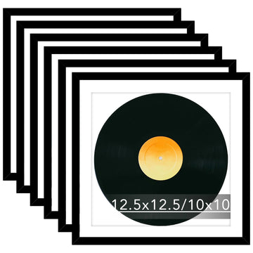 6 Pack 12.5x12.5 Record Frame with 10x10 Mat for Vinyl Record Album Cover Poster, Display Picture 10x10 with Mat or