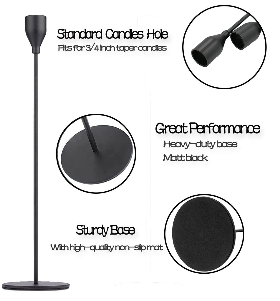 Matte Black Taper Candle Holder Set of 6, Tall Candlestick Holders